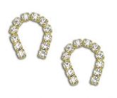 BRINCO FOLHEADO A OURO COM STRASS EM FORMA DE FERRADURA