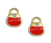 BRINCO FOLHEADO A OURO (BOLSINHA) COM STRASS