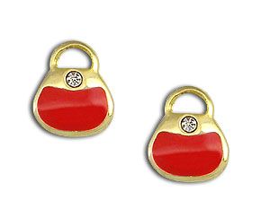 BRINCO FOLHEADO A OURO (BOLSINHA) COM STRASS