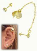 BRINCO FOLHEADO A OURO , PEDRAS E STRASS